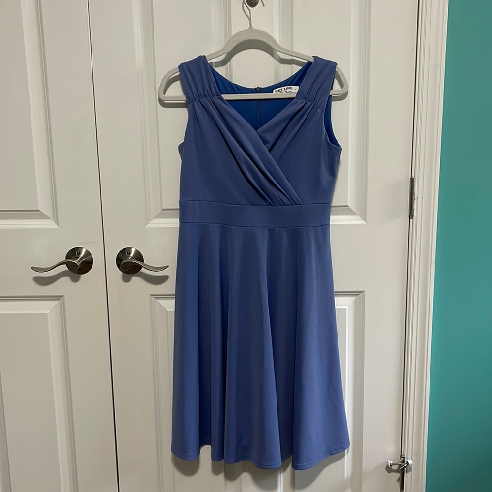 Womens periwinkle dress - surplice top